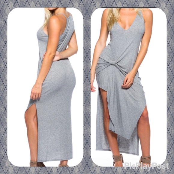 Dresses & Skirts - 🔹LAST ONE 🔹Gray Knotted Front Maxi Dress